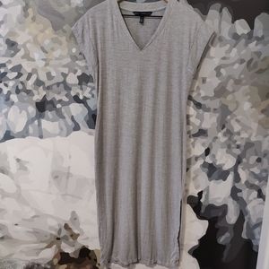 WHBM Heather Mercury/Silver Foil V Neck Slub Midi w/Slit Dress - Size XS